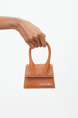 Jacquemus Brown & Beige Leather & Canvas Strap Mini Le Chiquito Bag