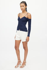 Jacquemus Cream & Blue Logo Short