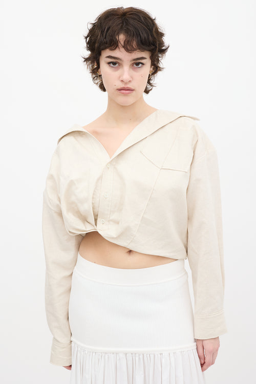 Jacquemus Beige Linen Cropped L'Anée 97 Shirt