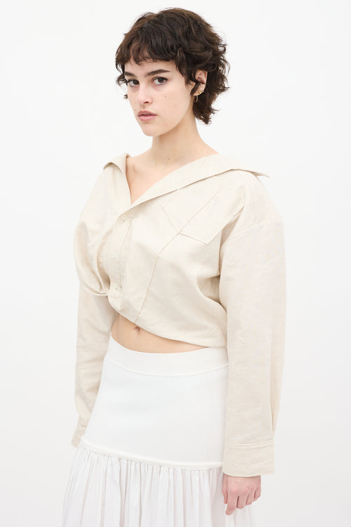 Jacquemus Beige Linen Cropped L'Anée 97 Shirt