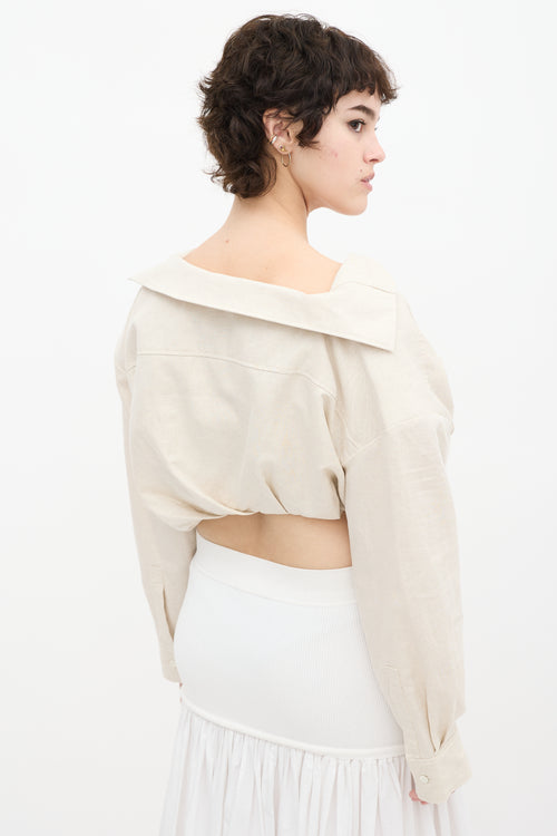 Jacquemus Beige Linen Cropped L'Anée 97 Shirt