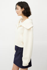 Jacquemus Cream Merino Wool Ribbed Layered Sweater