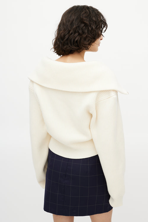 Jacquemus Cream Merino Wool Ribbed Layered Sweater