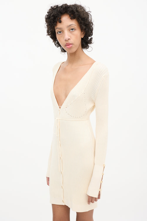 Jacquemus Cream Wool Le Cardigan Lauris Dress