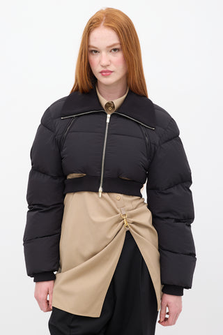 Jacquemus FW 2021 Black Nylon La Doudoune Pralu Cropped Puffer Jacket