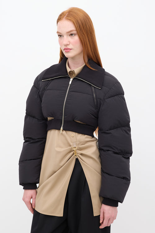 Jacquemus FW 2021 Black Nylon La Doudoune Pralu Cropped Puffer Jacket