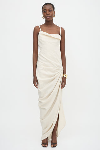Jacquemus FW 2020 Linen Ruched Dress