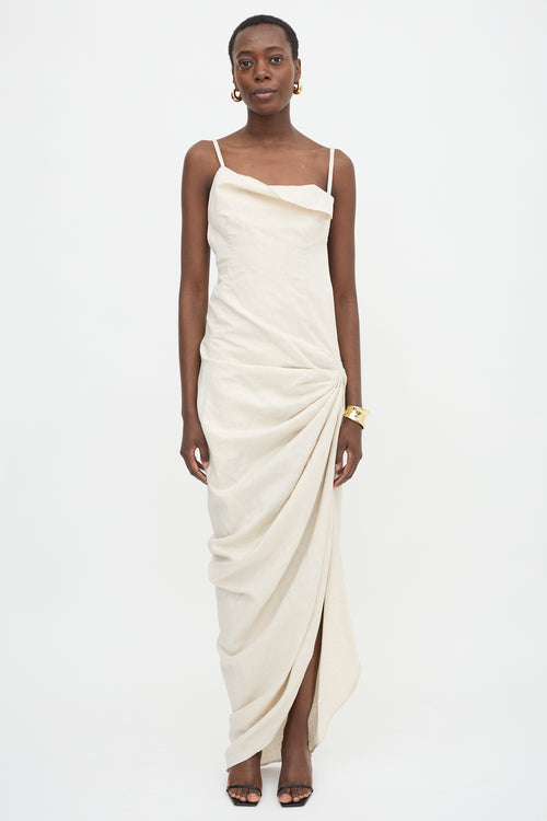 Jacquemus FW 2020 Linen Ruched Dress