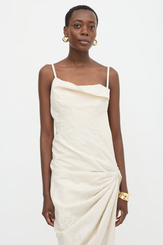 Jacquemus FW 2020 Linen Ruched Dress
