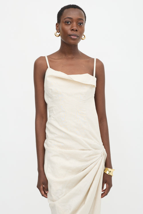 Jacquemus FW 2020 Linen Ruched Dress