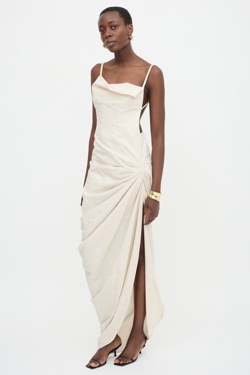 Jacquemus FW 2020 Linen Ruched Dress