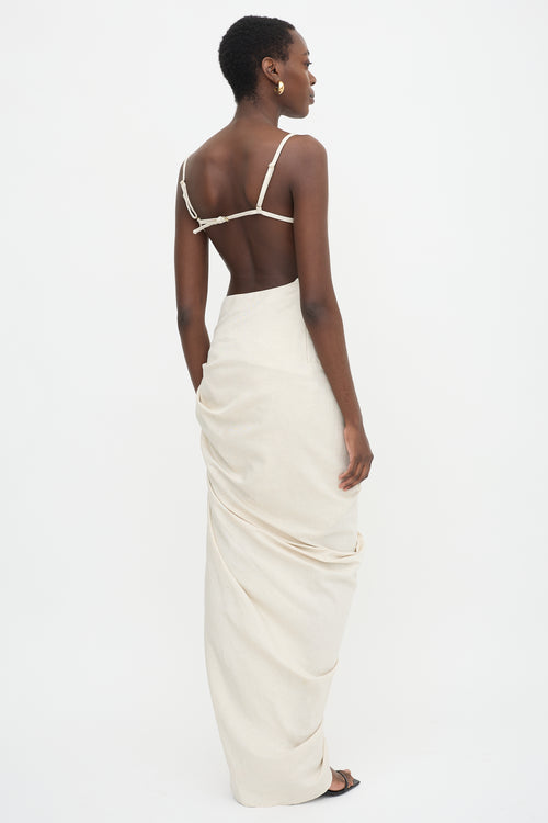 Jacquemus FW 2020 Linen Ruched Dress