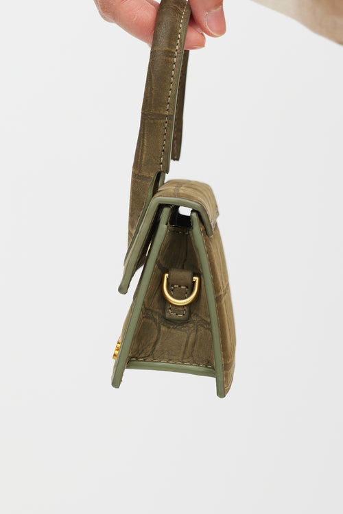 Jacquemus Green & Gold Leather Le Chiquito Embossed Bag