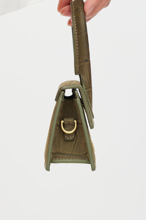 Jacquemus Green & Gold Leather Le Chiquito Embossed Bag
