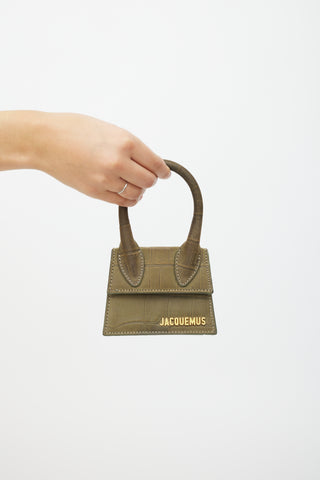 Jacquemus Green & Gold Leather Le Chiquito Embossed Bag