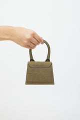 Jacquemus Green & Gold Leather Le Chiquito Embossed Bag