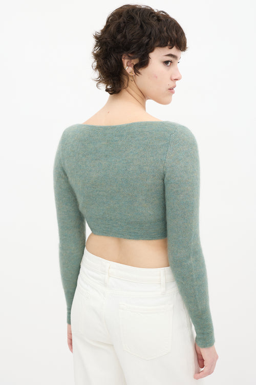 Jacquemus Green Mohair Ribbed Cropped Cardigan