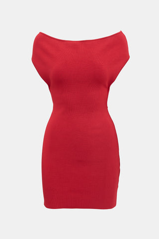 Jacquemus Knit Off Shoulder Mini Dress