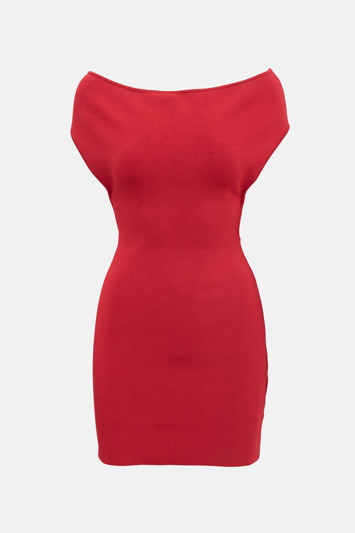 Jacquemus Knit Off Shoulder Mini Dress