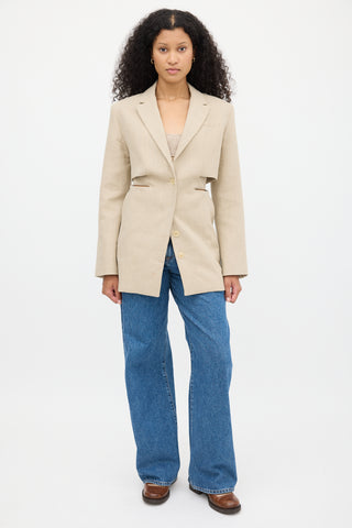 Jacquemus Le Papier Beige Linen Cutout Blazer