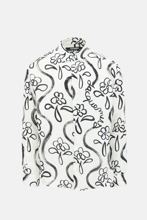 Jacquemus Le Papier Linen Floral Shirt