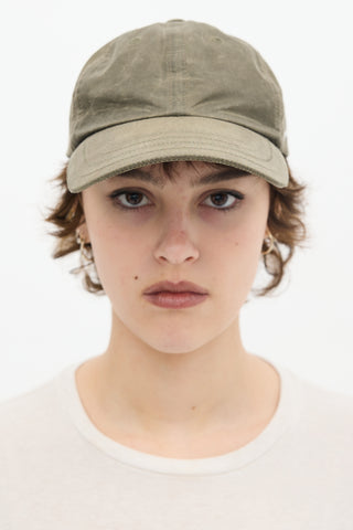 Jacquemus Khaki Green Waxed Cotton Logo Baseball Hat