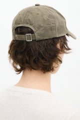 Jacquemus Khaki Green Waxed Cotton Logo Baseball Hat
