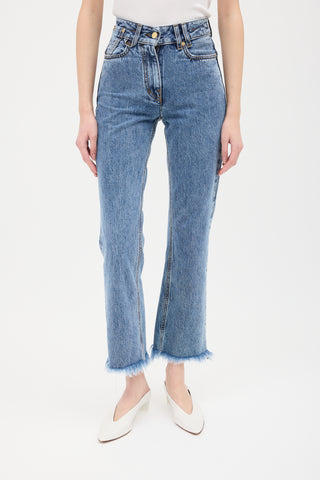 Jacquemus Light Wash Cropped Raw Hem Jeans