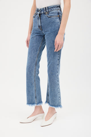 Jacquemus Light Wash Cropped Raw Hem Jeans