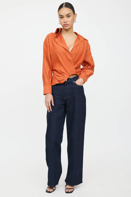 Jacquemus Linen Le Souk Gathered Shirt