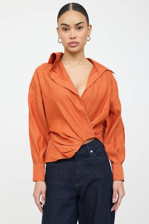 Jacquemus Linen Le Souk Gathered Shirt