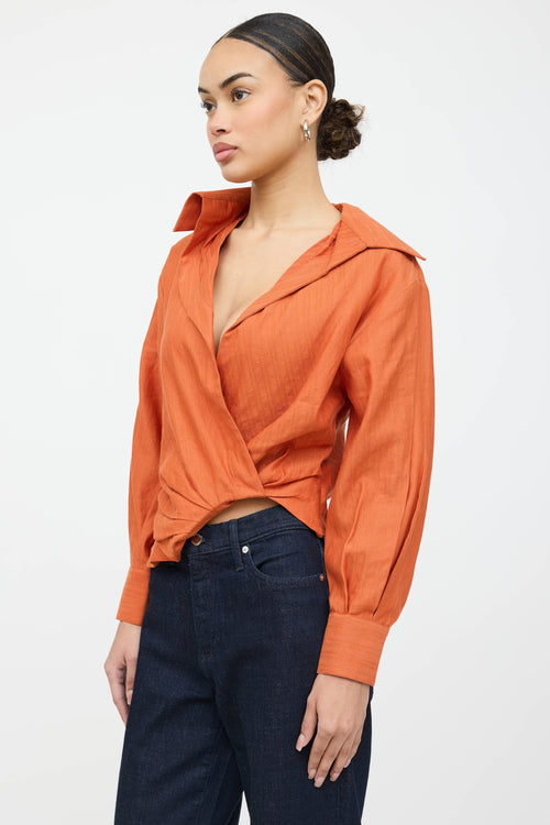 Jacquemus Linen Le Souk Gathered Shirt