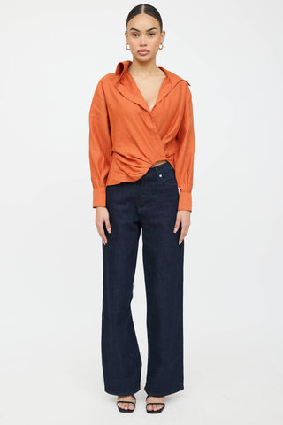 Jacquemus Linen Le Souk Gathered Shirt