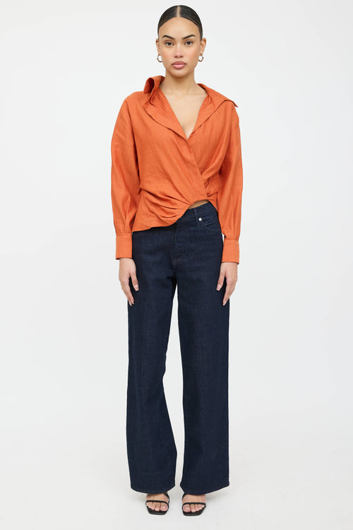 Jacquemus Linen Le Souk Gathered Shirt