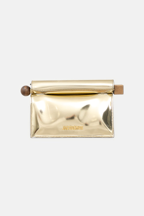 Jacquemus Metallic Leather Rond Carre Clutch
