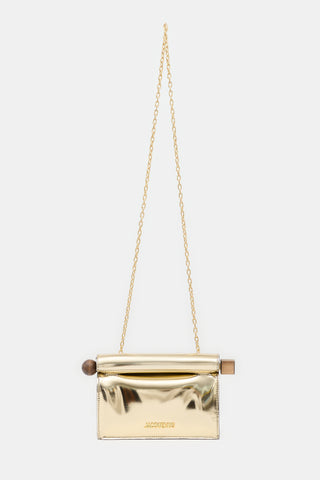 Jacquemus Metallic Leather Rond Carre Clutch