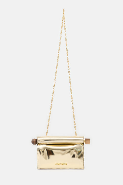Jacquemus Metallic Leather Rond Carre Clutch