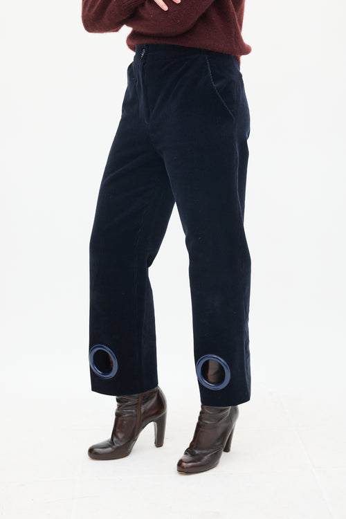 Jacquemus Navy Corduroy Eyelet Trouser