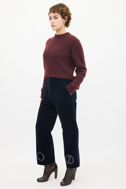 Jacquemus Navy Corduroy Eyelet Trouser