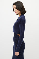 Jacquemus Navy Velours Cropped Cardigan