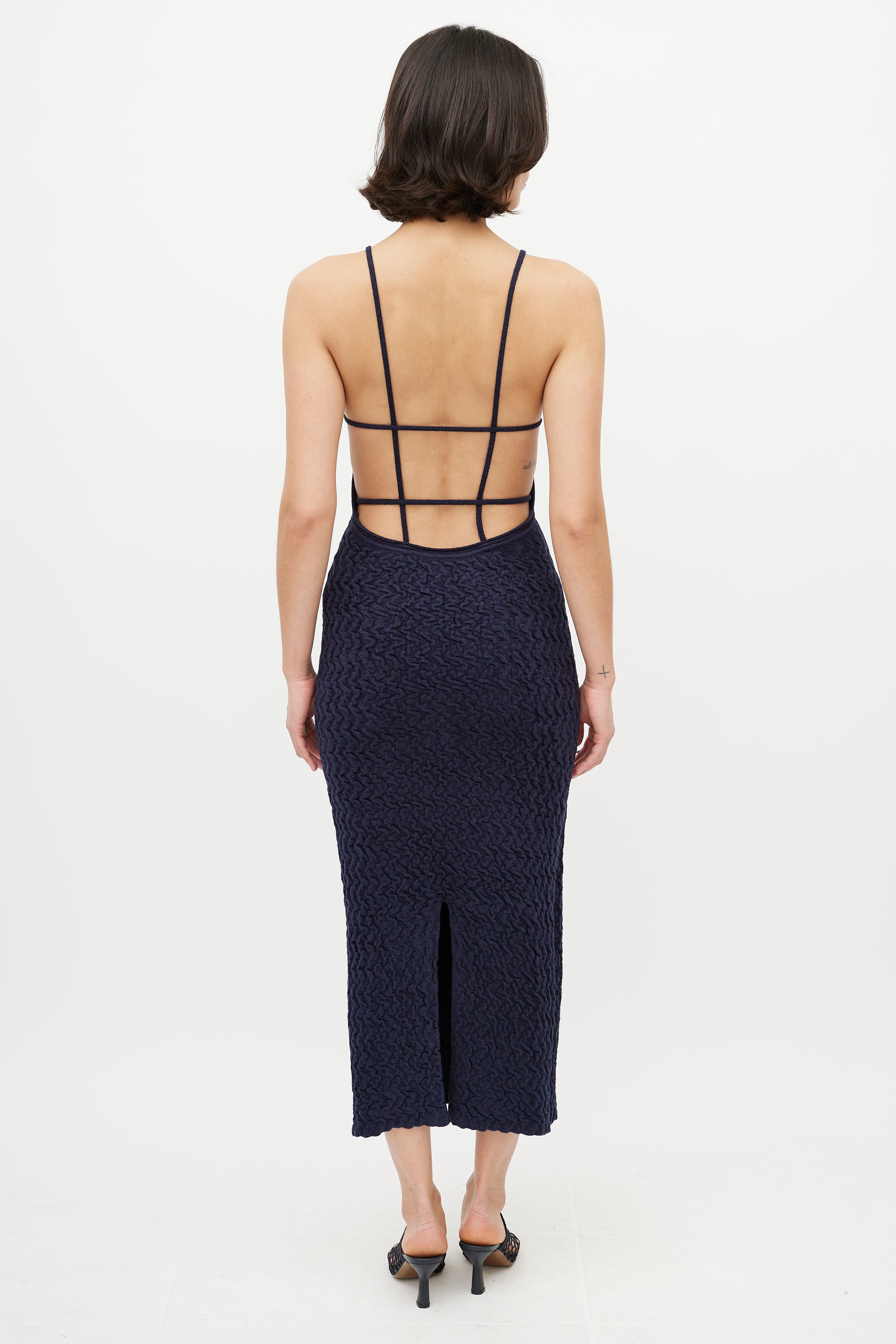 Jacquemus // Navy Maille Velour Backless Dress – VSP Consignment