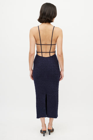 Jacquemus Navy Maille Velour Backless Dress