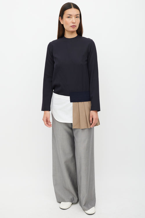 Jacquemus Navy & Multicolour L'Enfant Asymmetrical Dress