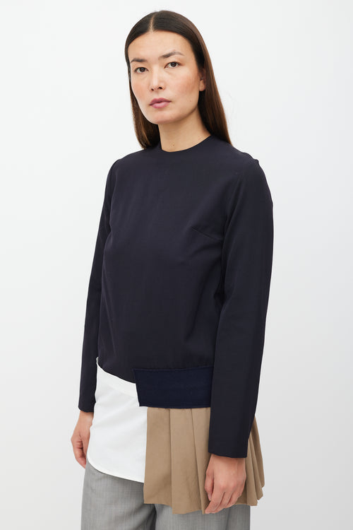 Jacquemus Navy & Multicolour L'Enfant Asymmetrical Dress