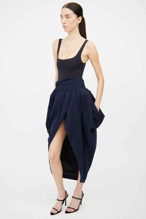 Jacquemus Navy La Bomba Wool Midi Skirt