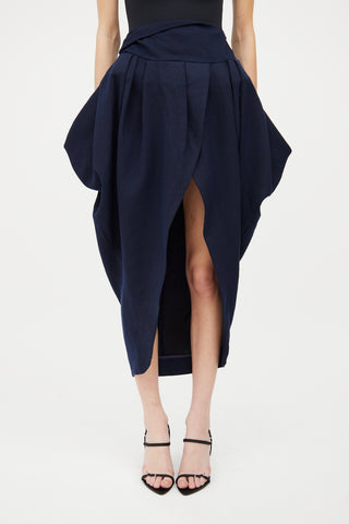 Jacquemus Navy La Bomba Wool Midi Skirt