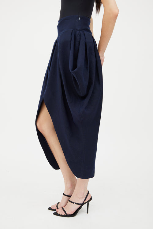 Jacquemus Navy La Bomba Wool Midi Skirt