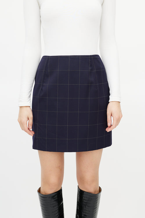 Jacquemus Navy & White Checked Mini Skirt