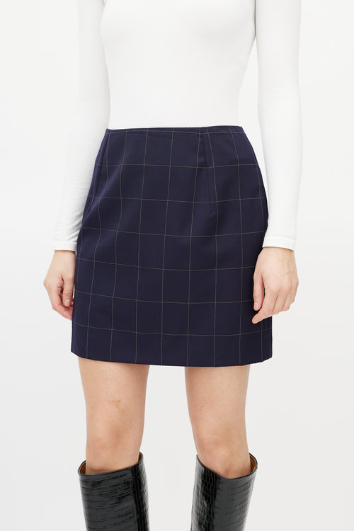 Jacquemus Navy & White Checked Mini Skirt