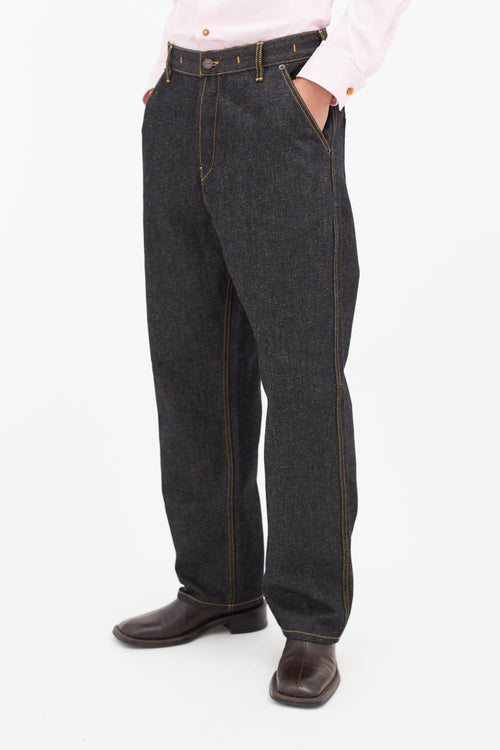 Jacquemus Navy & Yellow Straight Leg Denim Jeans
